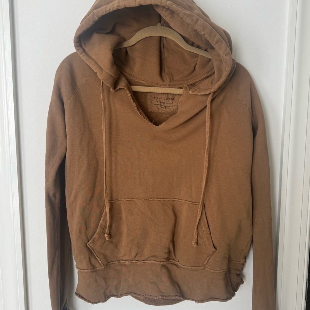 Nili Lotan Mocha Brown Hoodie with Front Pockets XS new - Picture 3 of 8
